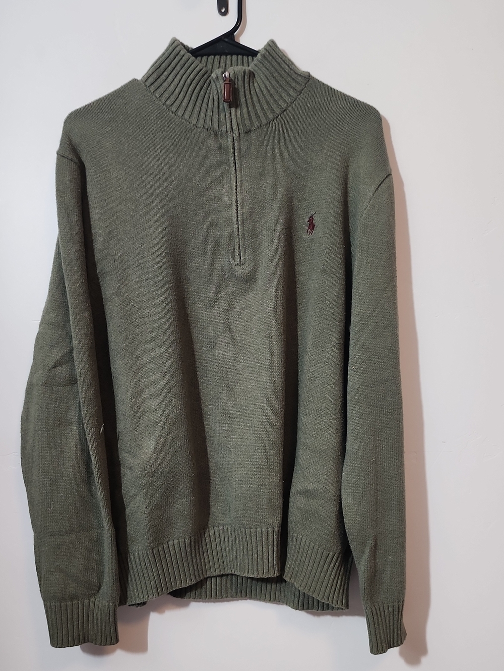 Polo by Ralph Lauren Olive Half-Zip Merino Sweater
